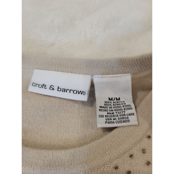 NWT Women's Croft & Barrow Size M Cream Beaded Sweater, Shell Attached - Picture 13 of 16